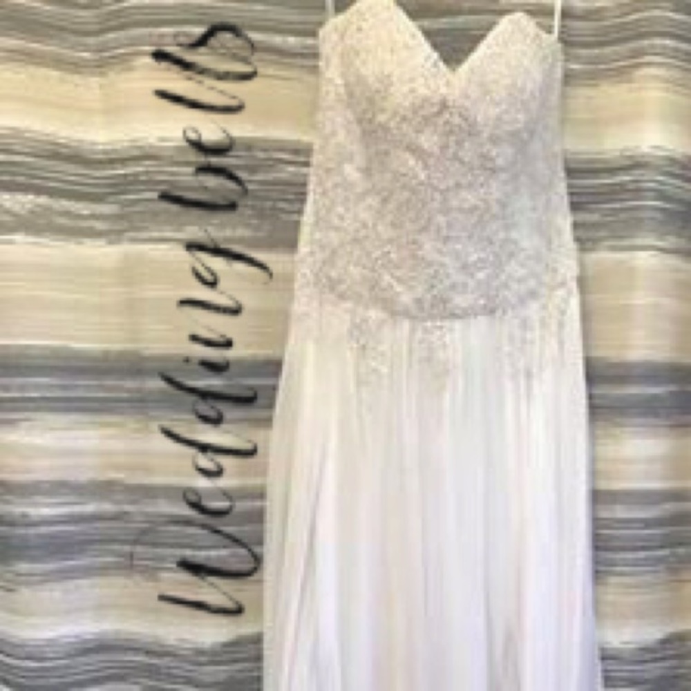 True white, flowy, bridal gown